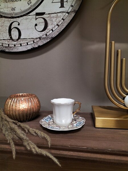Bílý porcelánový šálek s barevným podšálkem Tasse – 95 ml