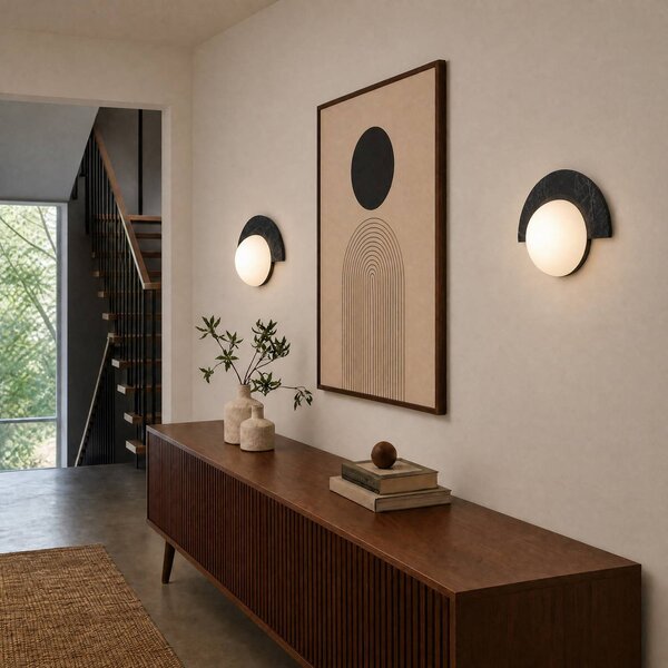 Lucande LED nástěnné světlo Larissa, 28 cm, červené, mramor, sklo, Červená, Kámen, Design