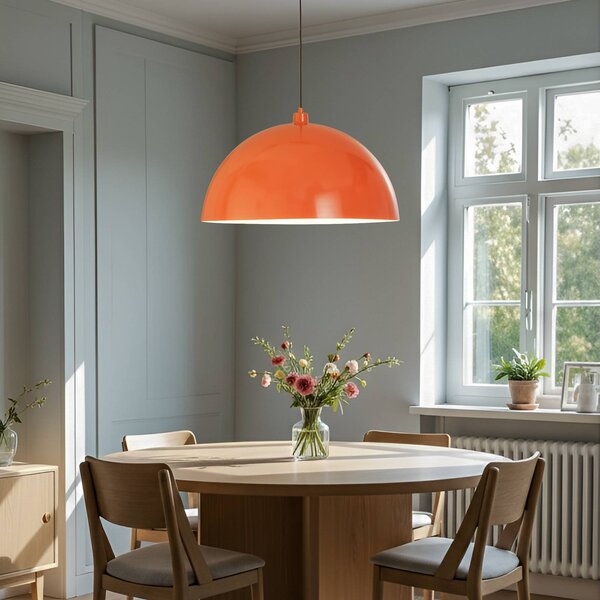 Opviq Závěsné světlo Kure, oranžové, kov, Ø 60 cm, E27, stmívatelný, Žlutá / oranžová, Kuchyň, kov, Moderní