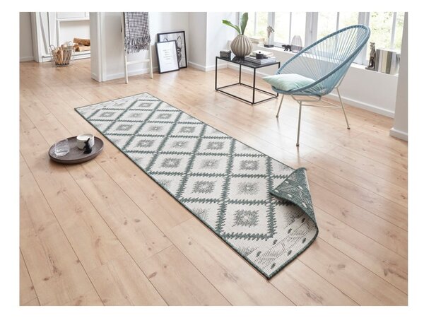 Zeleno-krémový venkovní koberec NORTHRUGS Malibu, 250 x 80 cm
