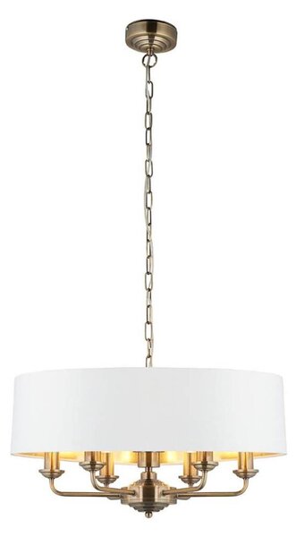 Endon 98933 - Lustr na řetězu HIGHCLERE 6xE14/40W/230V bílá/mosaz