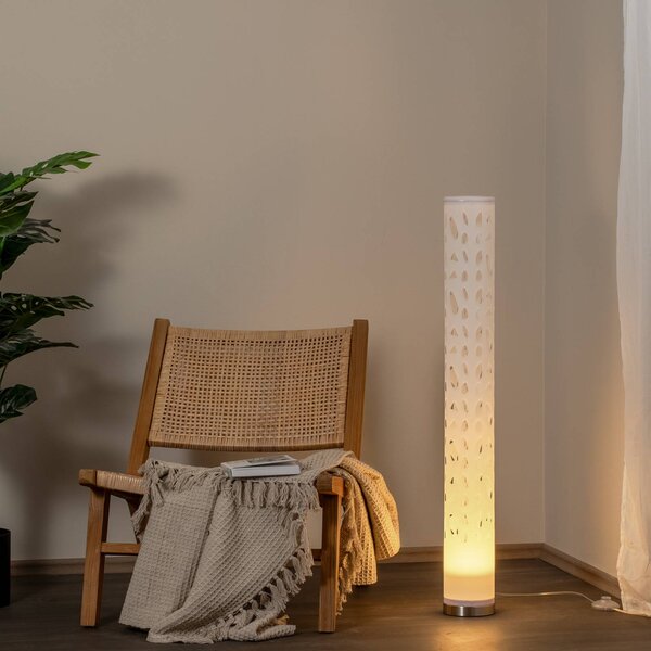 Lindby stojací lampa Alisea, 104 cm, bílá, GU10, Bílá / opál, Obývací pokoj / jídelna, Plast, Moderní