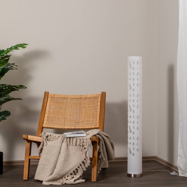 Lindby stojací lampa Alisea, 104 cm, bílá, GU10, Bílá / opál, Obývací pokoj / jídelna, Plast, Moderní
