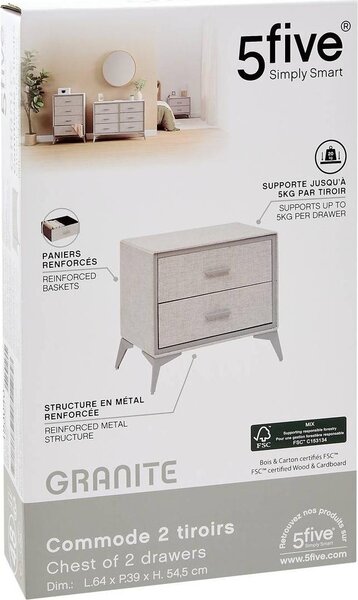 Komoda se 2 šupinami granit grau - 5 five simply smart