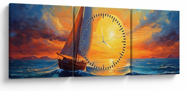 Obraz - Plachetnice (s hodinami) (90x30 cm)