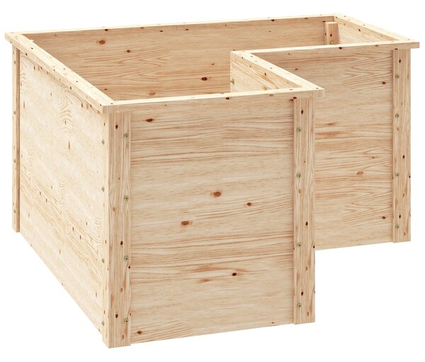 Outsunny L-špičkový Zahradní Truhlík, Zvednutý Zahradní Hřeben, Otevřený Spodní Venku Květinový Box z Přírodního Dřeva pro Terasu, 120 x 120 x 62 cm