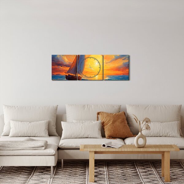 Obraz - Plachetnice (s hodinami) (90x30 cm)