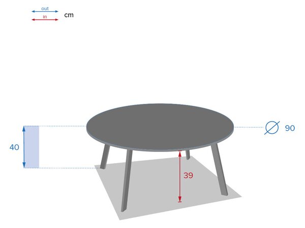 Kovový zahradní stolek SAONA, Ø 90 cm, hnědý