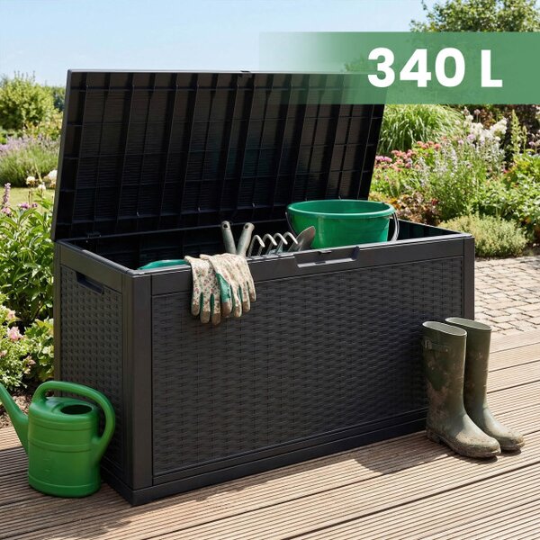 Zahradní úložný box černý 340 L