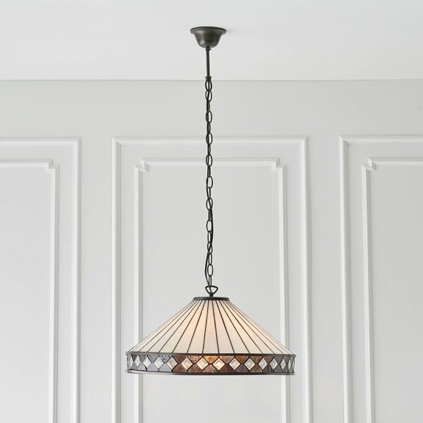 Endon 64147 - Lustr na řetězu Tiffany FARGO 1xE27/60W/230V pr. 50 cm