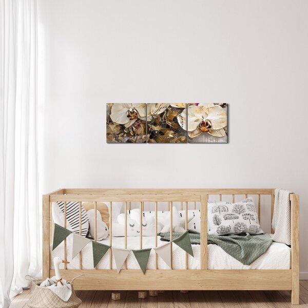 Obraz - Orchideje (s hodinami) (90x30 cm)