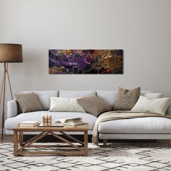 Obraz - Texturovaná abstrakce (s hodinami) (90x30 cm)