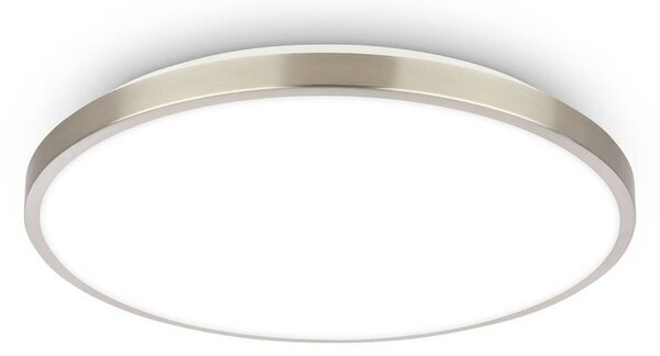 Briloner LED stropní svítidlo Kaida nikl matný, Ø 30 cm, EEK A, 4 000 K, Hliník / šedá / zinek, Pracovna / kancelář, kov