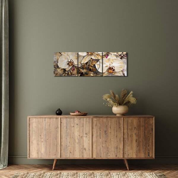 Obraz - Orchideje (s hodinami) (90x30 cm)