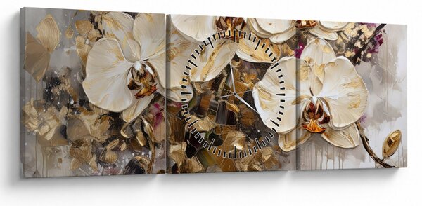 Obraz - Orchideje (s hodinami) (90x30 cm)