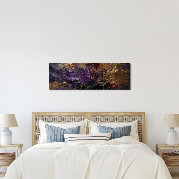 Obraz - Texturovaná abstrakce (s hodinami) (90x30 cm)