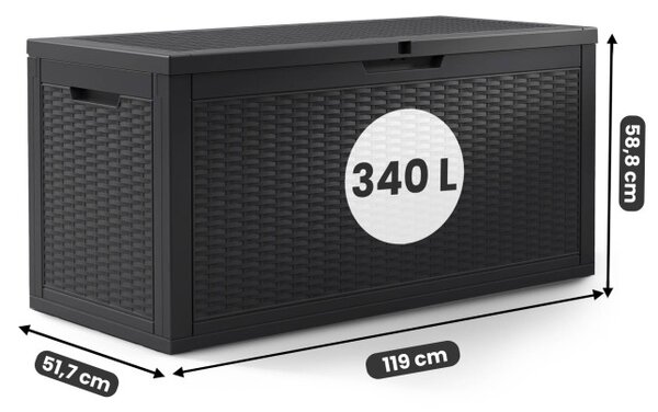 Zahradní úložný box černý 340 L