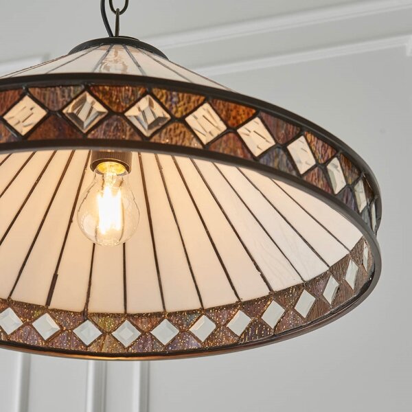 Endon 64147 - Lustr na řetězu Tiffany FARGO 1xE27/60W/230V pr. 50 cm