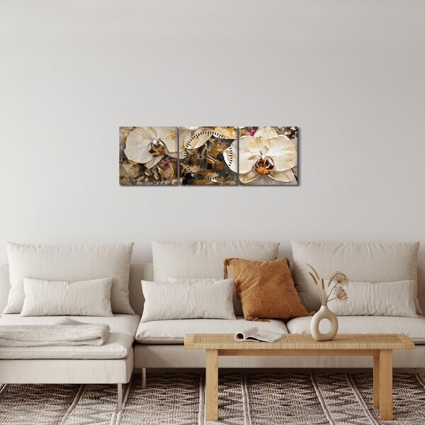 Obraz - Orchideje (s hodinami) (90x30 cm)