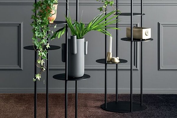Calligaris Květinový stojan Circles, kovový, CS5107 provedení rám/struktura: Matný černý lak (kov)