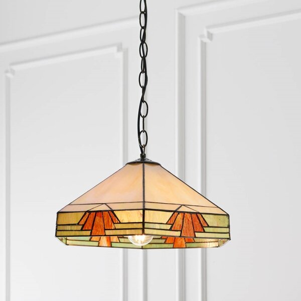 Endon 64285 - Lustr na řetězu Tiffany NEVADA 1xE27/60W/230V pr. 35 cm
