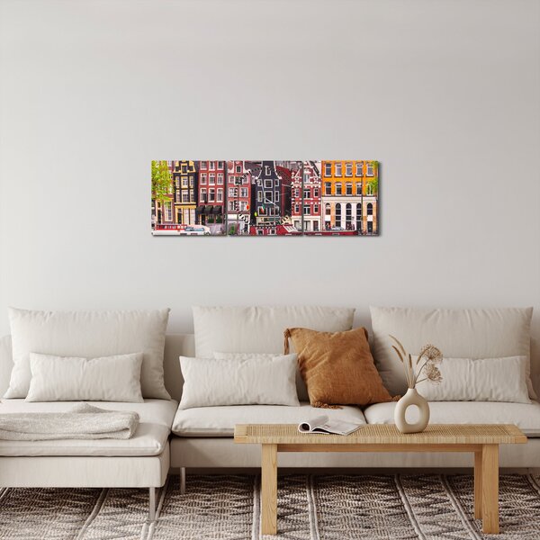 Obraz - Amsterdam, taneční domy (s hodinami) (90x30 cm)