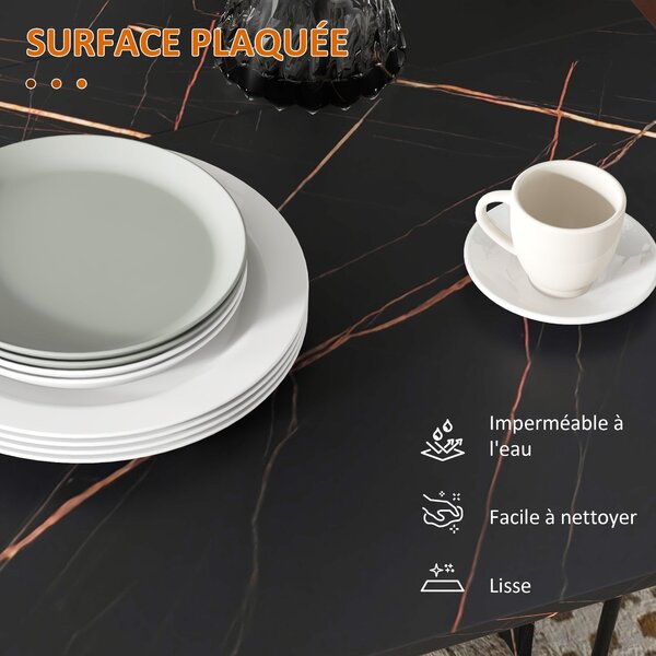 Skládací kuchyňský stůl HOMCOM, skládací jídelní stůl se 2 skládacími deskami, 2 kolečky s brzdami, pro 6 osob, nosnost 20 kg, 120 x 80 x 73 cm, imita