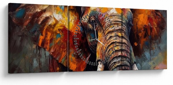 Obraz - Malba slona (s hodinami) (90x30 cm)