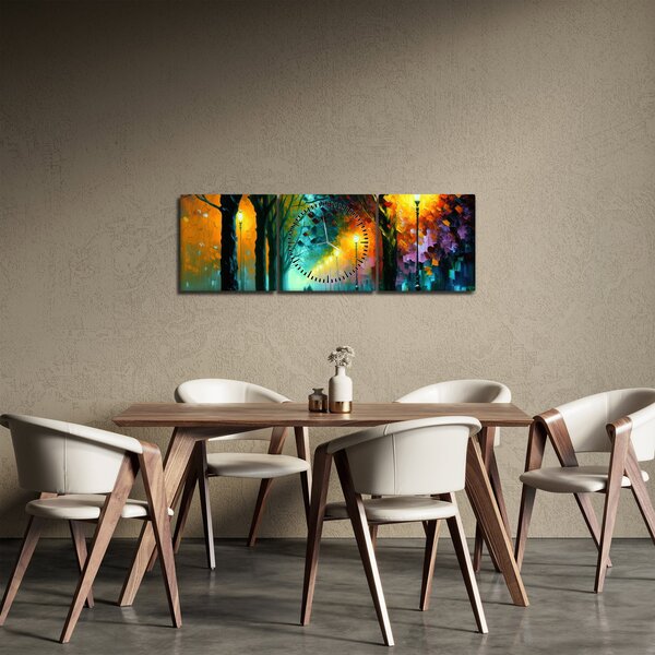 Obraz - Noční procházka (s hodinami) (90x30 cm)