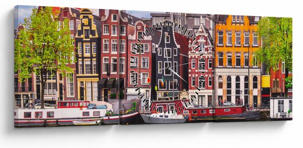 Obraz - Amsterdam, taneční domy (s hodinami) (90x30 cm)
