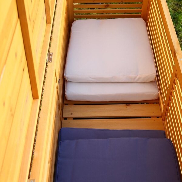 Dřevěný box na polštáře Melko 140 cm zahradní box - hnědý