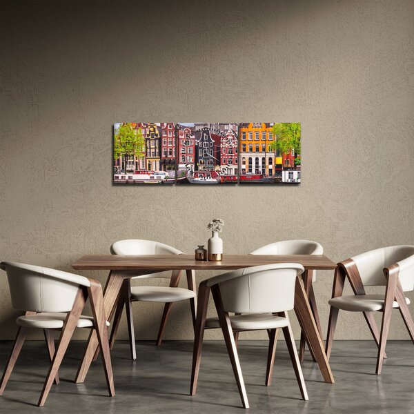 Obraz - Amsterdam, taneční domy (s hodinami) (90x30 cm)
