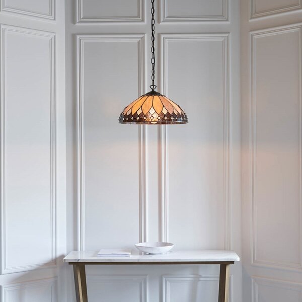Endon 63977 - Lustr na řetězu Tiffany BROOKLYN 1xE27/60W/230V pr. 40 cm