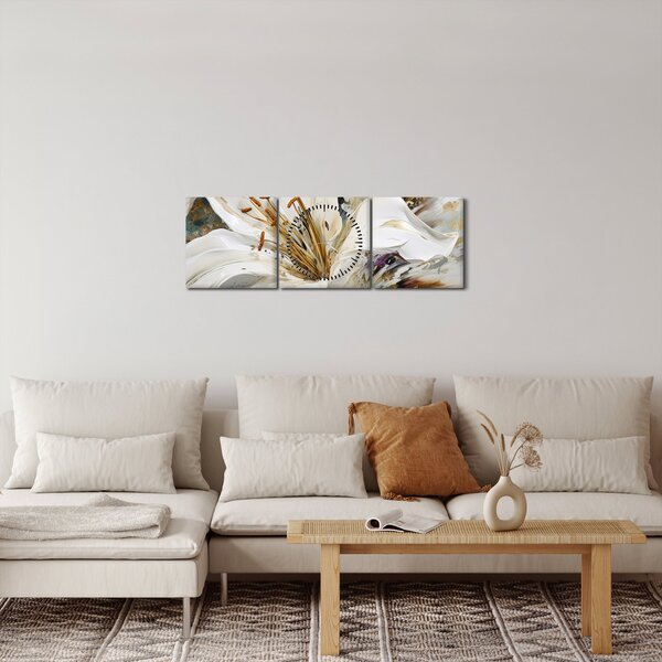 Obraz - Abstrakce s lilií (s hodinami) (90x30 cm)
