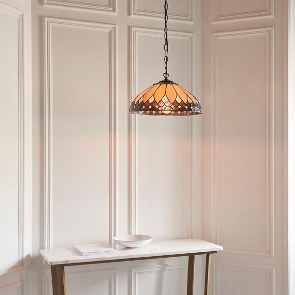Endon 63977 - Lustr na řetězu Tiffany BROOKLYN 1xE27/60W/230V pr. 40 cm