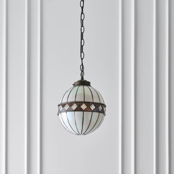 Endon 67044 - Lustr na řetězu Tiffany FARGO 1xE14/40W/230V pr. 25,5 cm