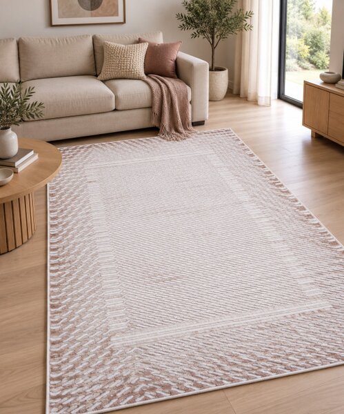 Koberec BUTIK 355 krémový / hnědý