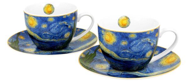 Porcelánový šálek s podšálkem Van Gogh Starry Night 250 ml sada 2ks