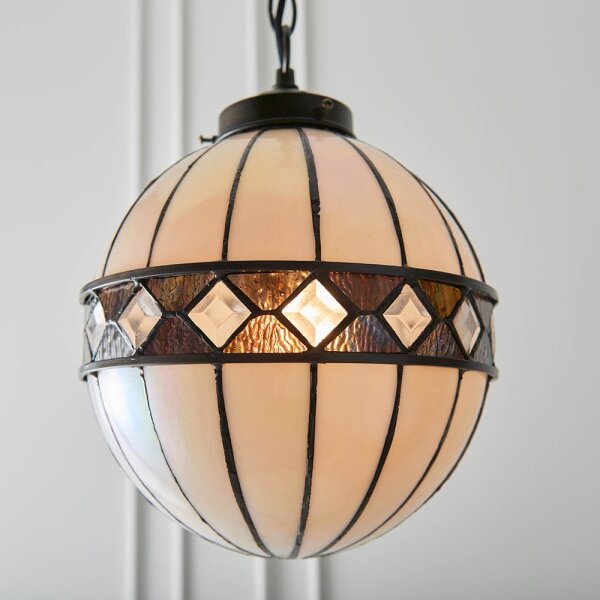 Endon 67044 - Lustr na řetězu Tiffany FARGO 1xE14/40W/230V pr. 25,5 cm