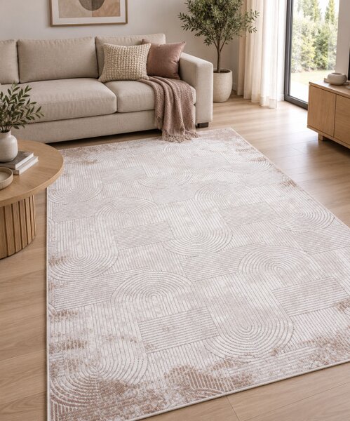 Koberec BUTIK 380 krémový / hnědý