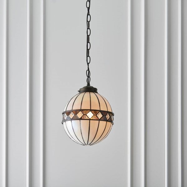 Endon 67044 - Lustr na řetězu Tiffany FARGO 1xE14/40W/230V pr. 25,5 cm