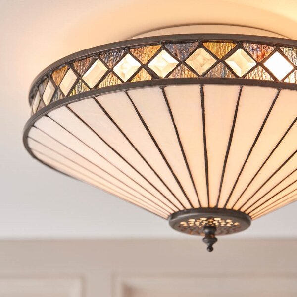 Endon 64145 - Stropní svítidlo Tiffany FARGO 2xE27/60W/230V pr. 41,5 cm