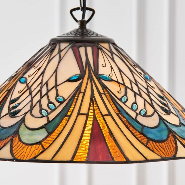 Endon 64162 - Lustr na řetězu Tiffany HECTOR 1xE27/60W/230V pr. 40 cm