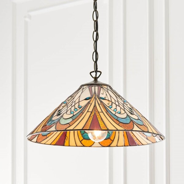 Endon 64162 - Lustr na řetězu Tiffany HECTOR 1xE27/60W/230V pr. 40 cm