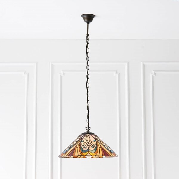 Endon 64162 - Lustr na řetězu Tiffany HECTOR 1xE27/60W/230V pr. 40 cm