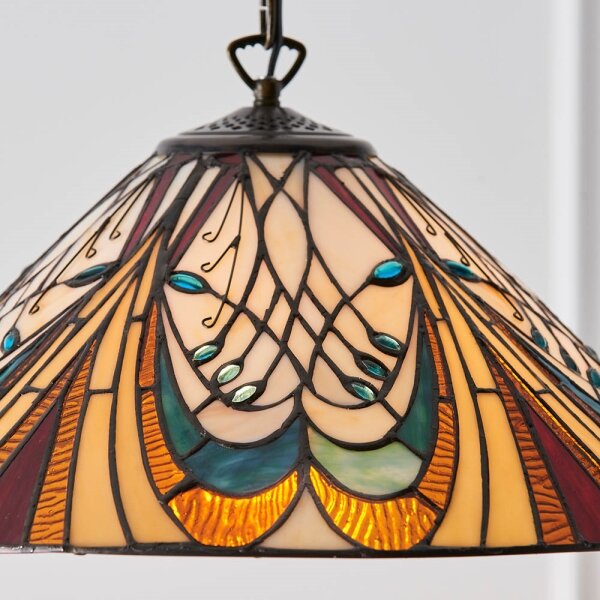 Endon 64162 - Lustr na řetězu Tiffany HECTOR 1xE27/60W/230V pr. 40 cm