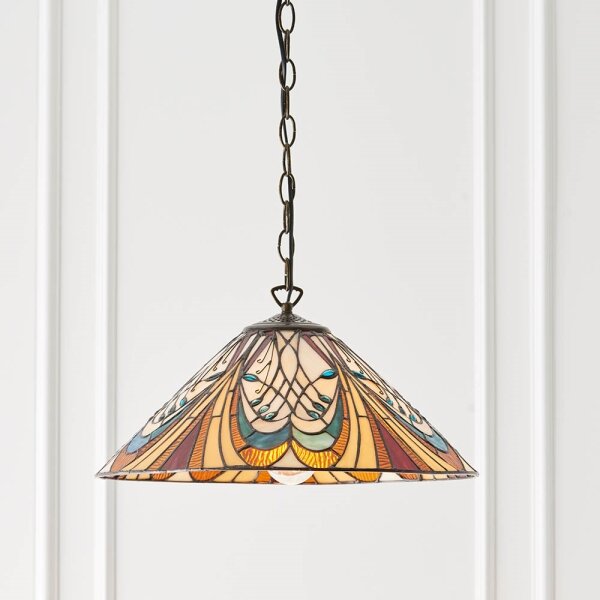 Endon 64162 - Lustr na řetězu Tiffany HECTOR 1xE27/60W/230V pr. 40 cm