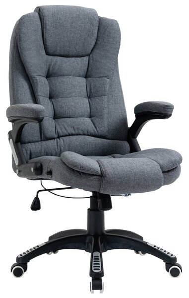 Vinsetto Ergonomická Kancelářská Židle S Houpací Funkcí, Plynule Nastavitelná Výška a Polstrované Opěrky Rukou Šedá | Aosom