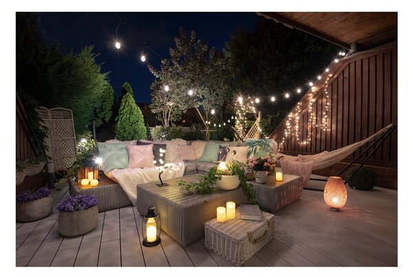 Černý LED světelný řetěz ve tvaru žárovek DecoKing Bulb, 10 světýlek, délka 2,2 m
