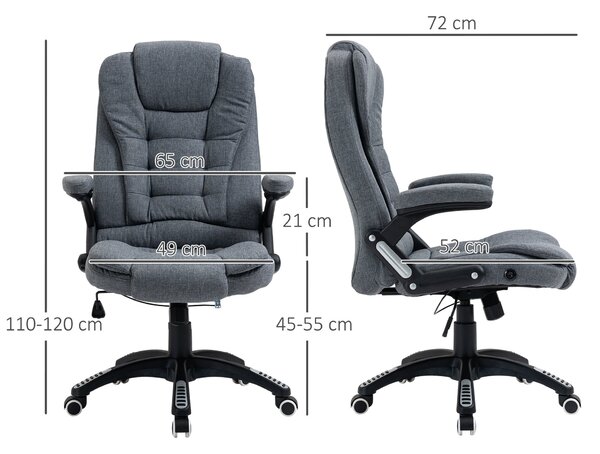 Vinsetto Ergonomická Kancelářská Židle S Houpací Funkcí, Plynule Nastavitelná Výška a Polstrované Opěrky Rukou Šedá | Aosom
